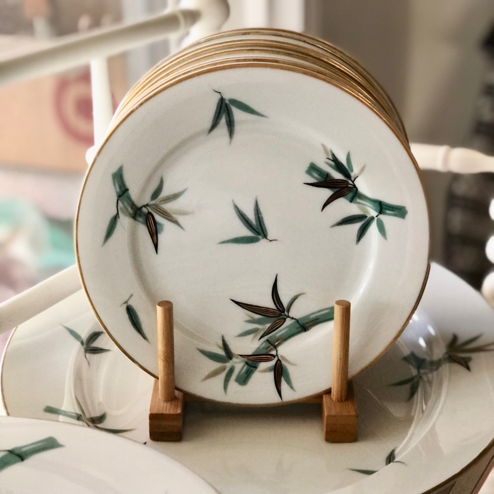 Noritake Japan #5490 Bamboo (9) Salad Plates 7.5" *Part Of Set Dinner/Platers*